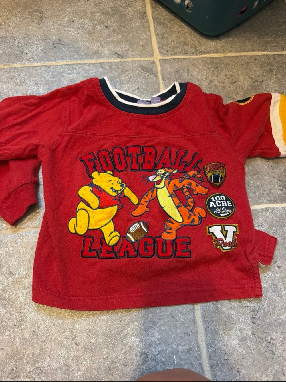 Vintage Red Winnie the Pooh & Tigger 'Football League' Kids Long-Sleeve Shirt